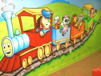 ColourDrive-Acrylic Paint Animal Train Kids Room Decor Design Painting  for 