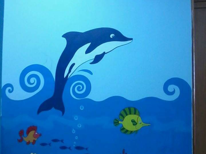 ColourDrive-Acrylic Paint Fish Design Kids Room Decor Design Painting  for 