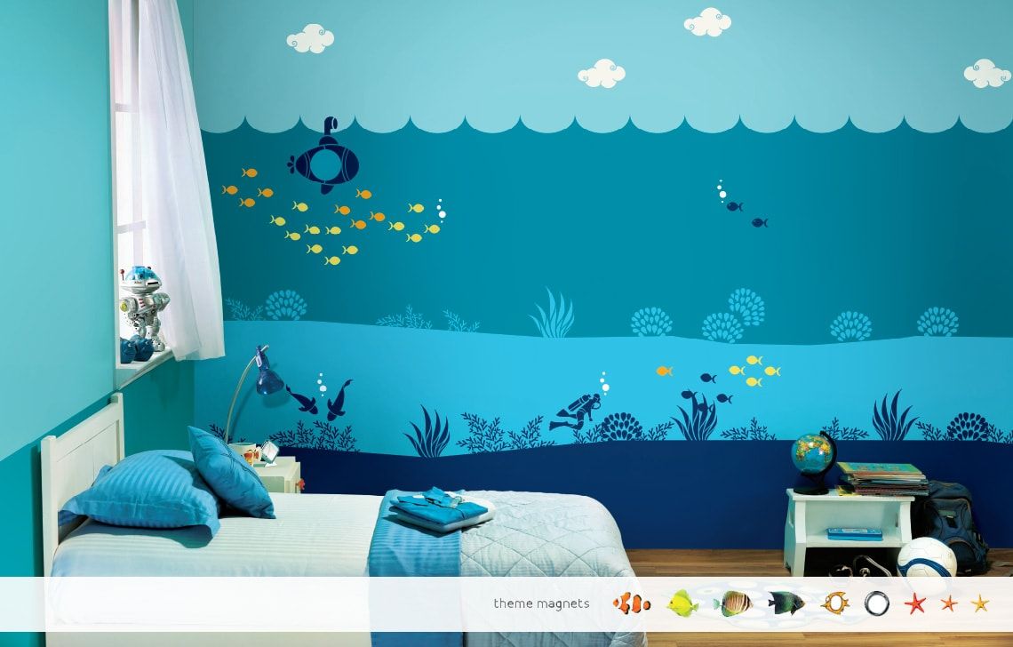 ColourDrive-Asian Paints Oceanscape - Non Magnet View Kids Room Decor Design Painting  for 