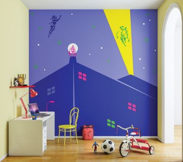 ColourDrive-Asian Paints Mighty Heros - Day View Kids Room Decor Design Painting  for 