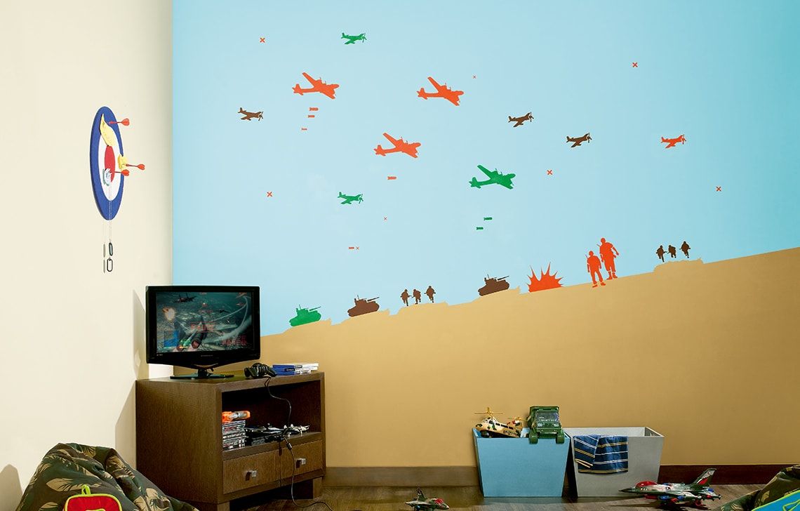 ColourDrive-Asian Paints Battle in the Sky - Day View Kids Room Decor Design Painting  for 