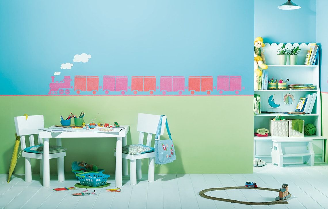 ColourDrive-Asian Paints Choo - Choo Train Kids Room Decor Design Painting  for 