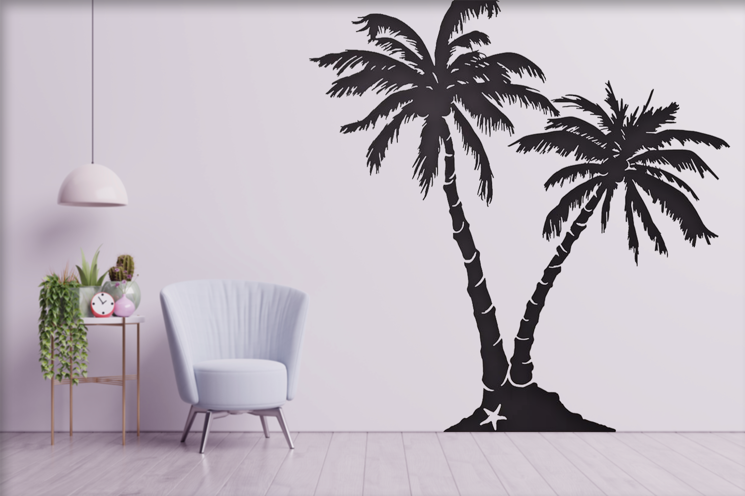 ColourDrive-Royale Luxury Emulsion Coconut tree House Wall Stencil Design Painting  for Living Room,Guest Room,Balcony