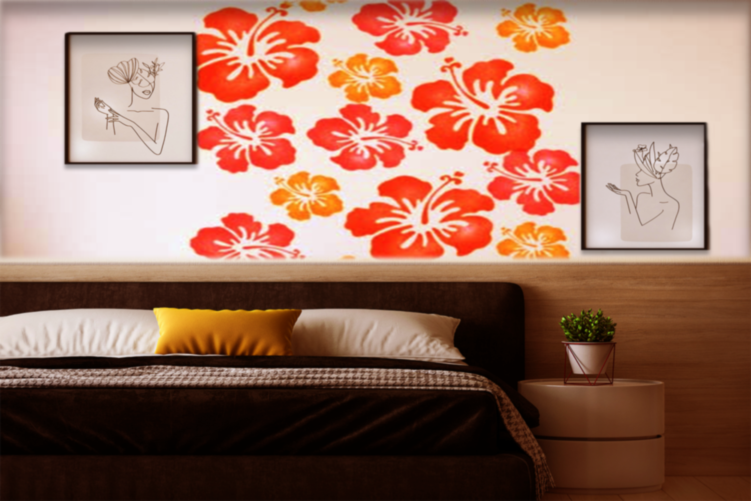 ColourDrive-Royale Luxury Emulsion Floral wall Stencil House Wall Stencil Design Painting  for Bedroom,Kitchen Room