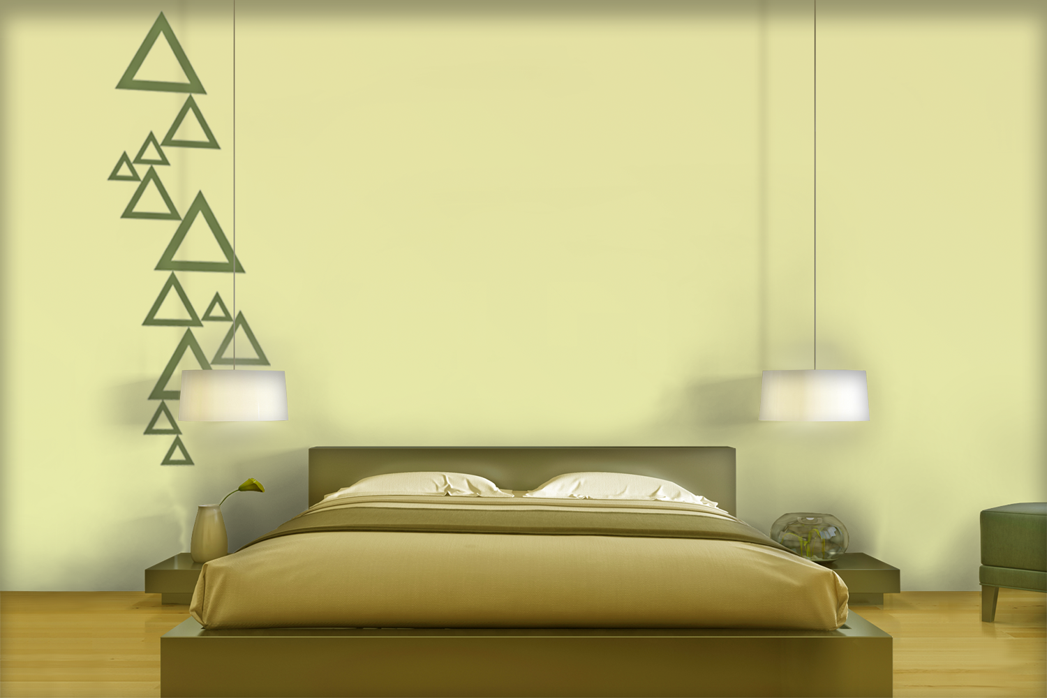 ColourDrive-Royale Luxury Emulsion Triangles House Wall Stencil Design Painting  for Study Room,Balcony