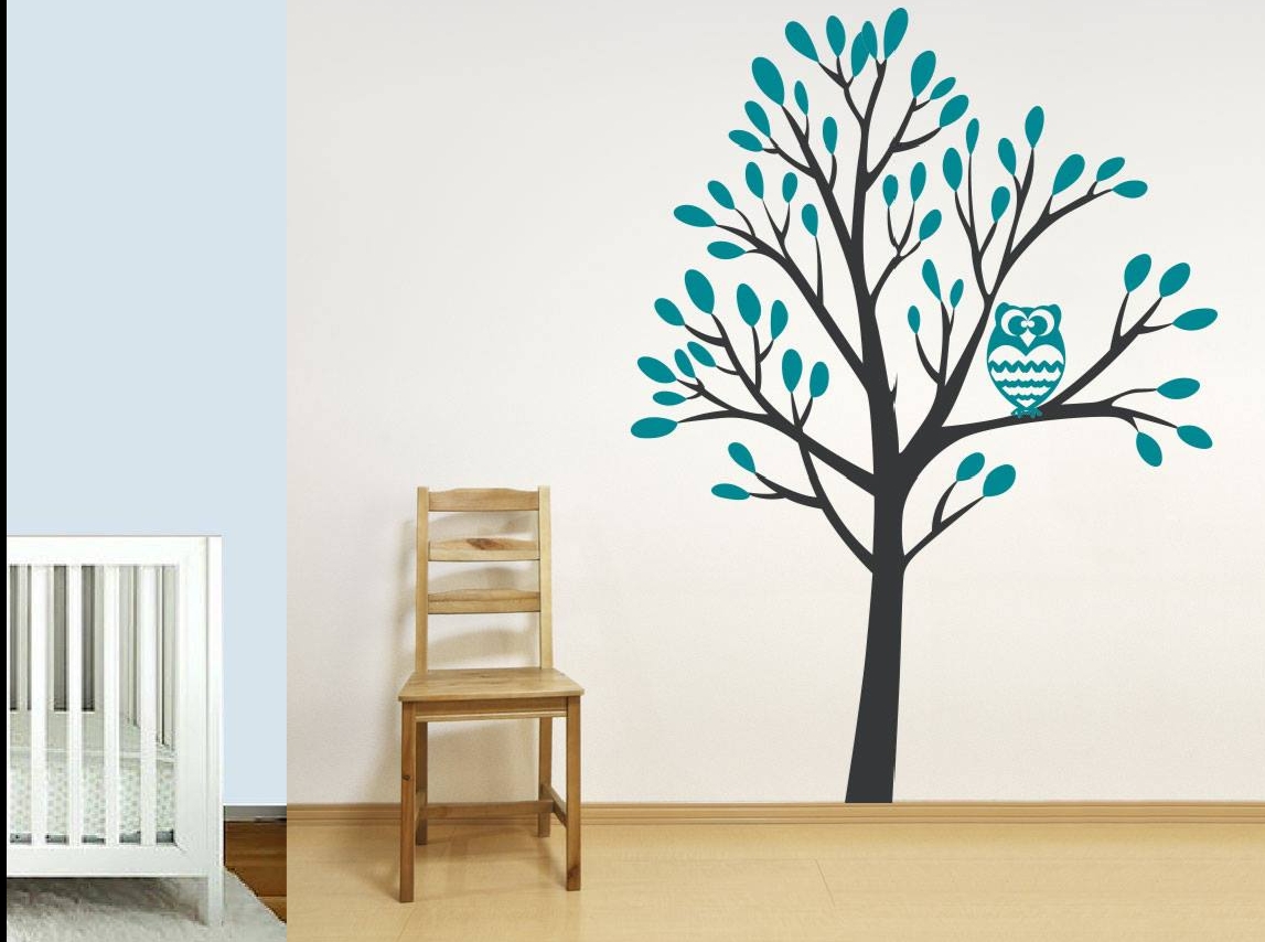 ColourDrive-Royale Luxury Emulsion Owl on Tree  House Wall Stencil Design Painting  for Living Room,Study Room,Guest Room