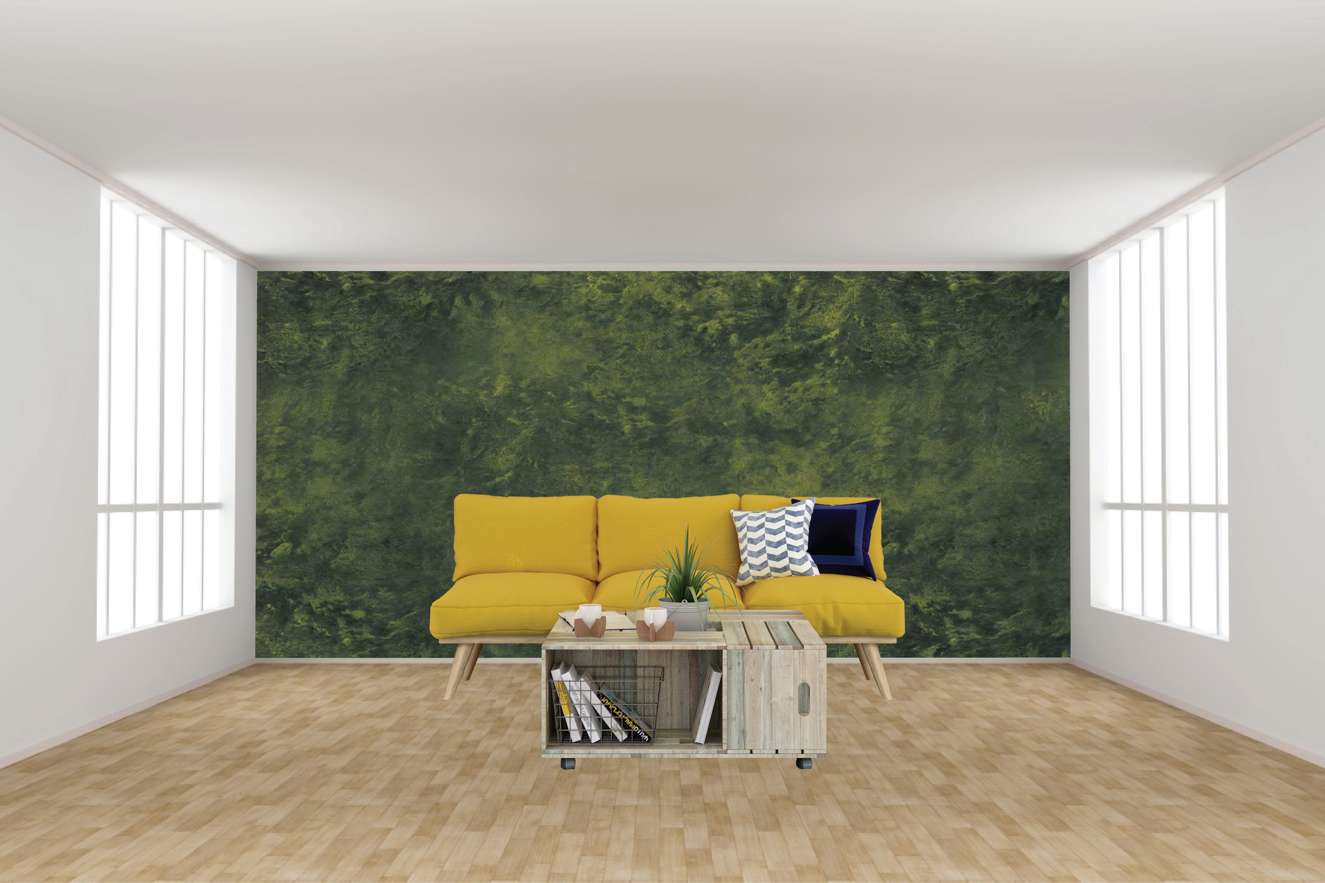 Asian Paints Royale Play Green Crinkle Goldmine wall texture painting design for Master Bedroom,Coworking Space