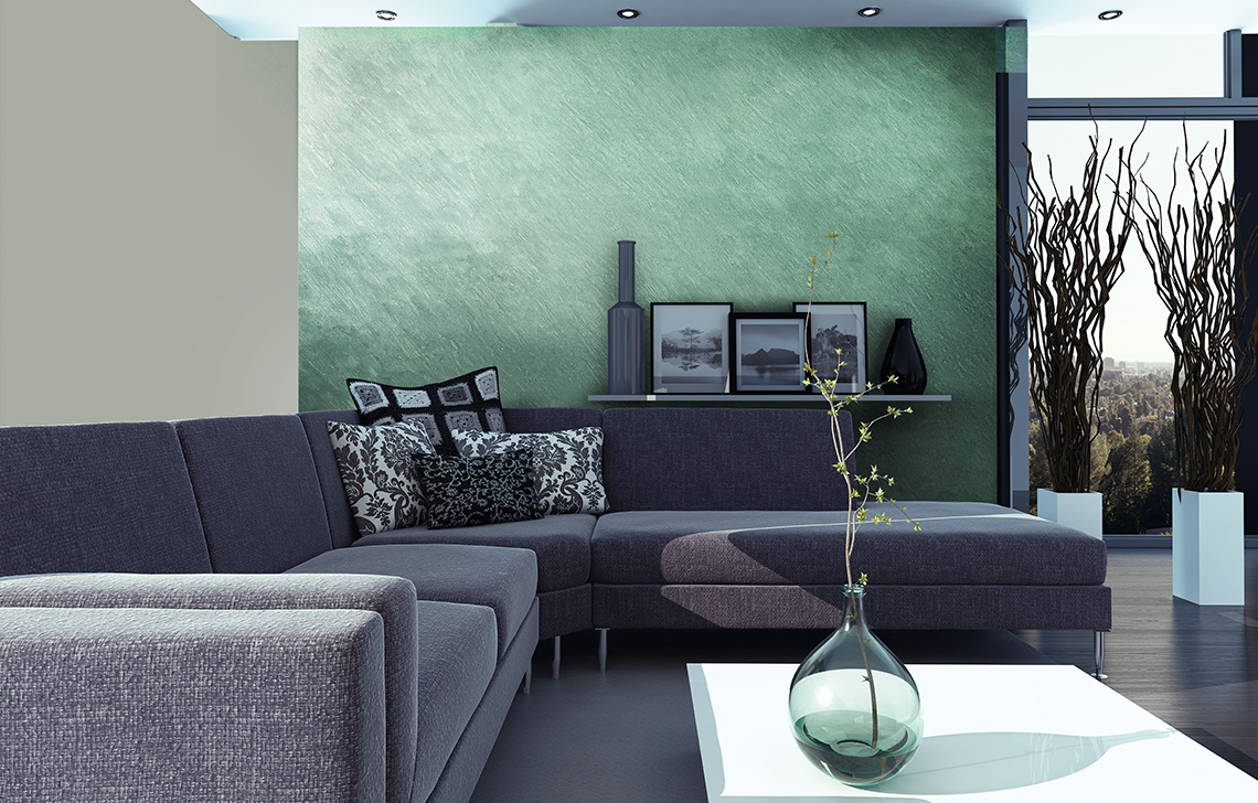 Asian Paints Royale Play Green Drizzle - Dune wall texture painting design for Bedroom