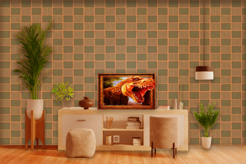 Royale Play Infinitex Orange Infinitex Grid wall texture painting design for Living Room