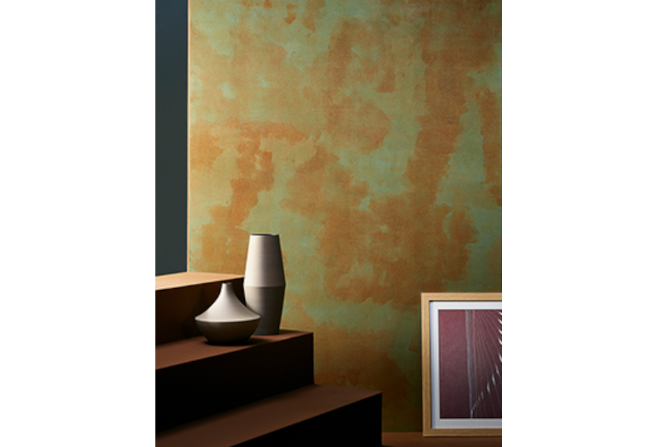Royale Play Ironic Pastel,Yellow Verdigris wall texture painting design for Master Bedroom,Creative Office Space