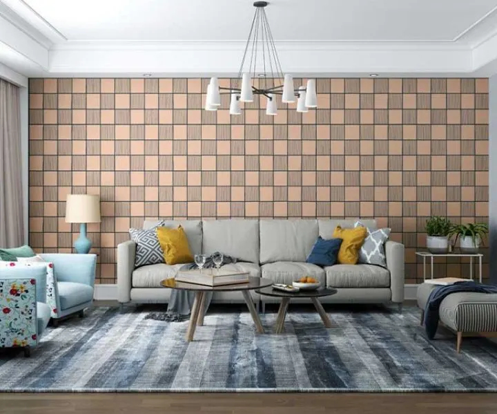 Royale Play Infinitex Brown Infinitex Grid wall texture painting design for Living Room,Creative Office Space