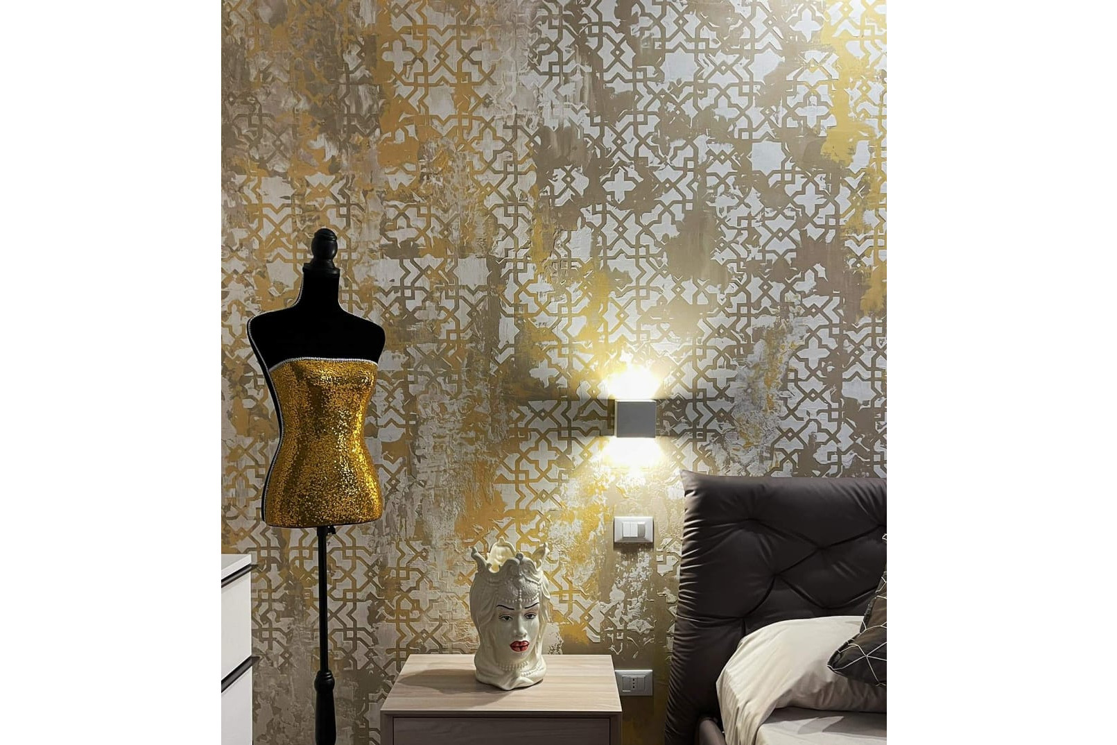 NovaColor Calcecruda Yellow Calcecruda Pattern6 wall texture painting design for Bedroom,Kids Room