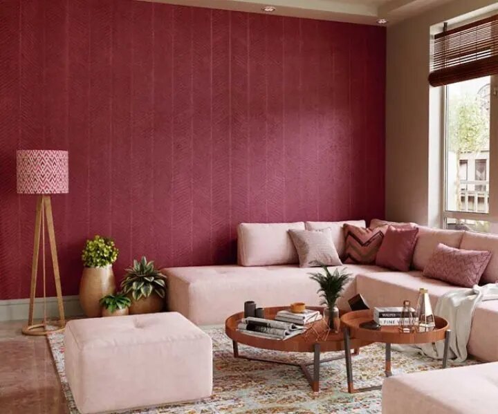 Royale Play Infinitex Pink Infinitex Fern wall texture painting design for Living Room,Dining Hall,Balcony