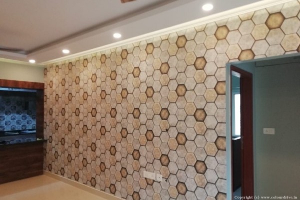 Home Office Wallpaper Designs Hexagon Geometric Wallpaper For Living Room