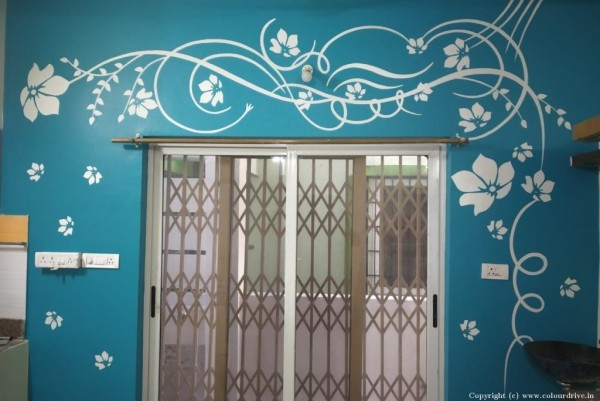 Easy Wall Stencil Designs Climbers With Flowers Stencil Painting For Living Room