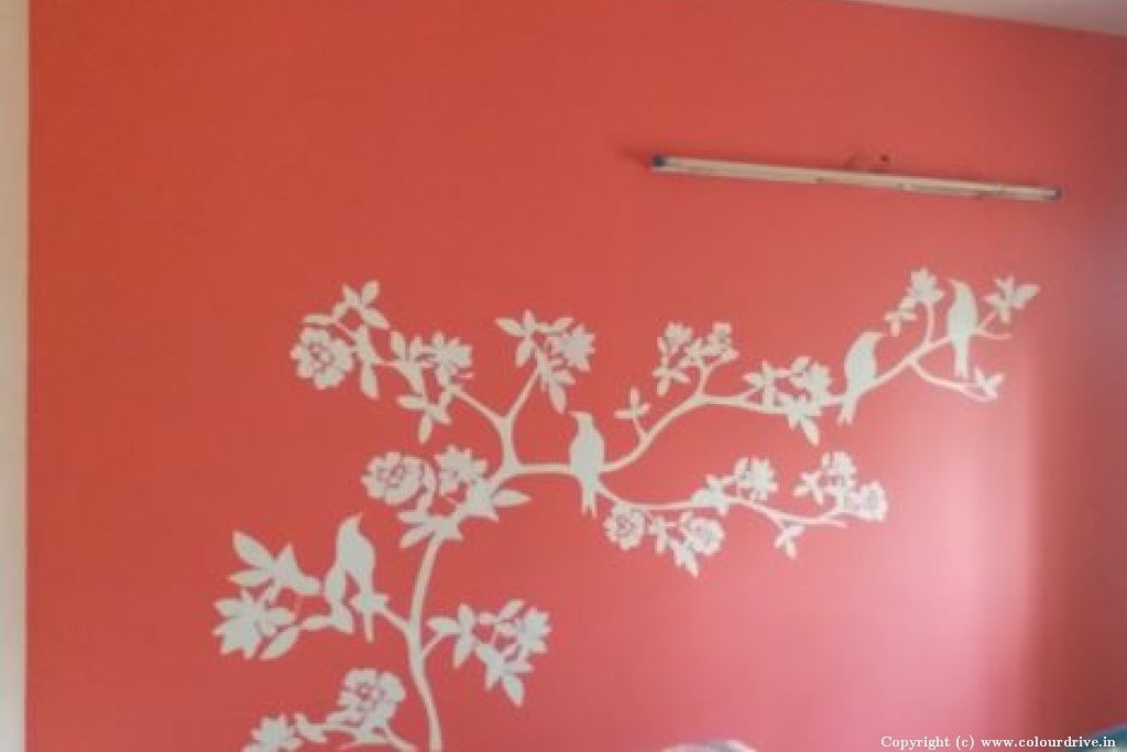 Stencil Wall Designs Hamming Birds Stencil Painting For Guest Room