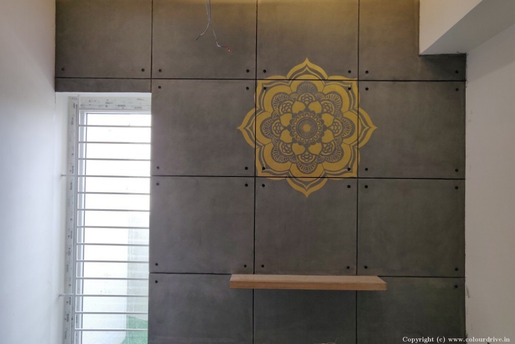 Stencil Designs For Walls Asian Paints Archi Concrete With Mandala Texture Painting For Study Room