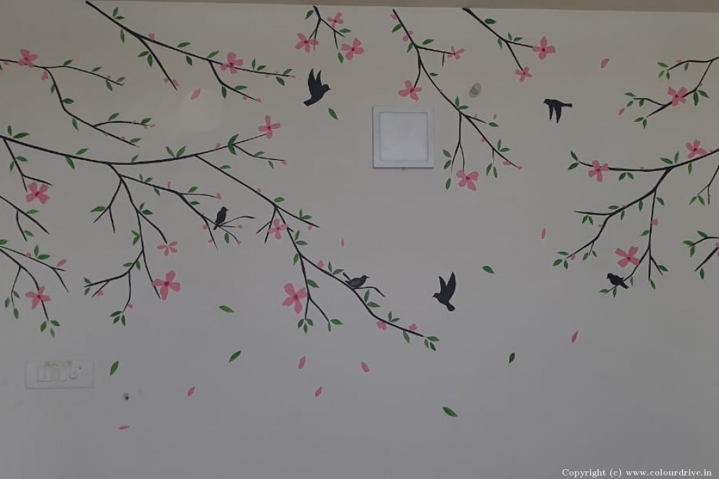 Best Wall Designs Stencil Tree Blossom Stencil Painting For Bedroom
