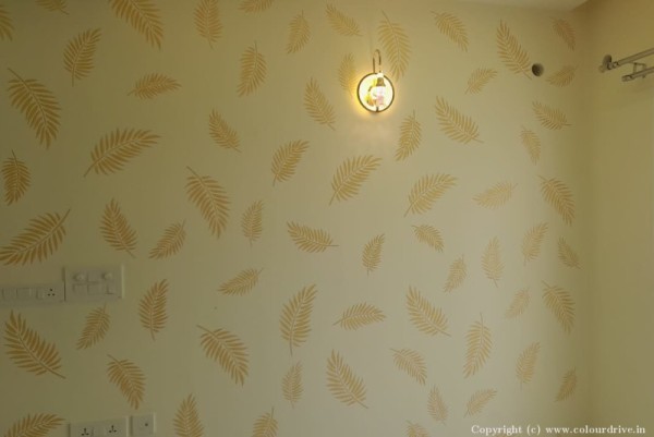 Wall Stencil Design Feather Design Stencil Painting For Master Bedroom