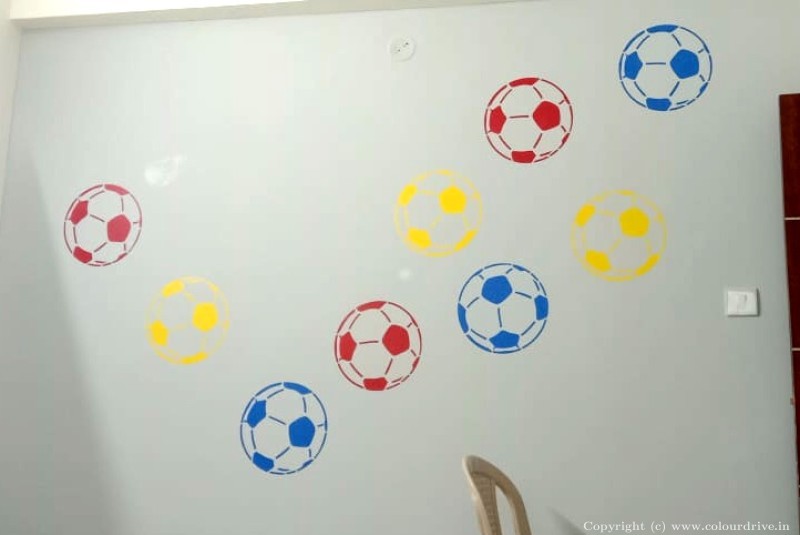 Stencil Design Wall Decor Sports Football Design Kids Room Decor For Kids Room