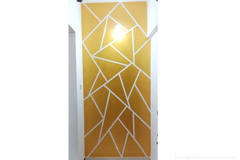 Easy Stencil Designs For Walls Gold And White Geometric Design Stencil Painting For Foyer Area