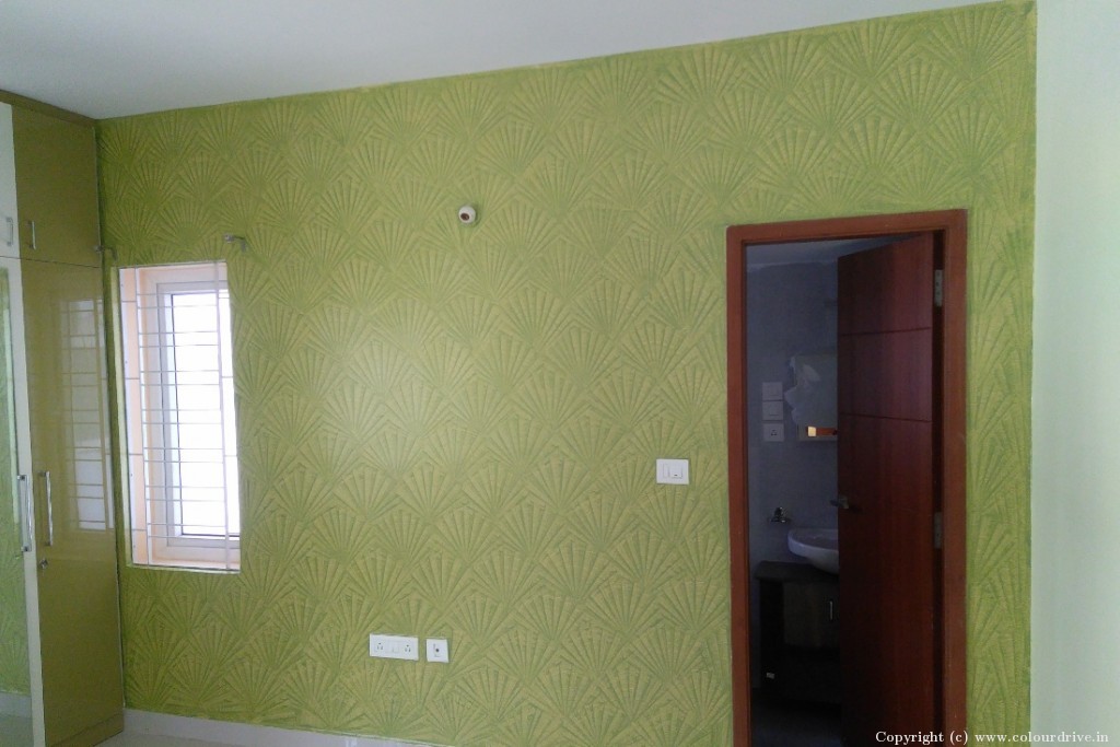 Different Wall Texture Designs Seashell Marigold Texture Painting For Guest Bedroom