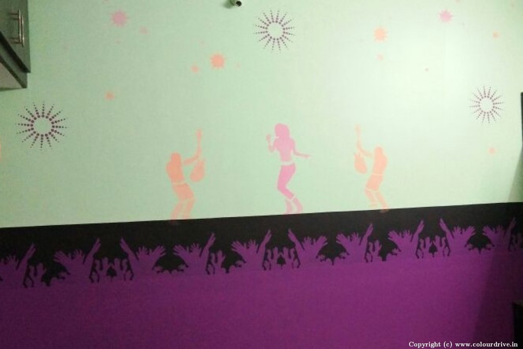 Stencil Painting Designs On Walls India Free Hand Design Stencil Painting For Study Room