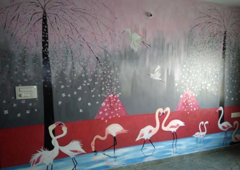 ColourDrive-Colourdrive Nature Design Lake View wall freeHandArt design painting for Living Room