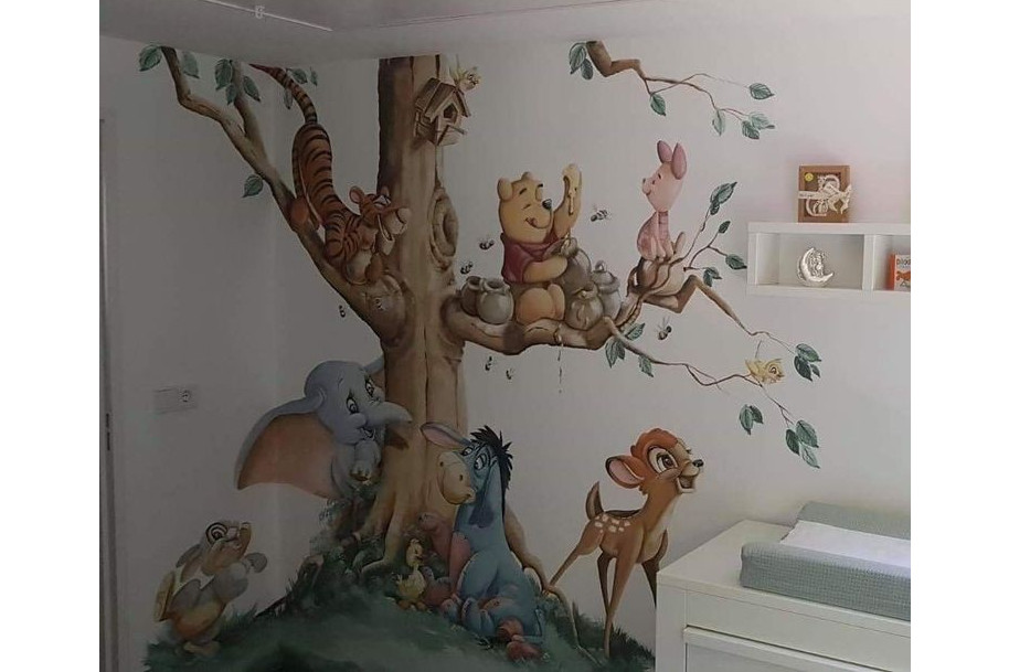 ColourDrive-ColourDrive Nature Design Jungle Theme 2 wall freeHandArt design painting for Kids Room,Kids Play School,Kids Play Area