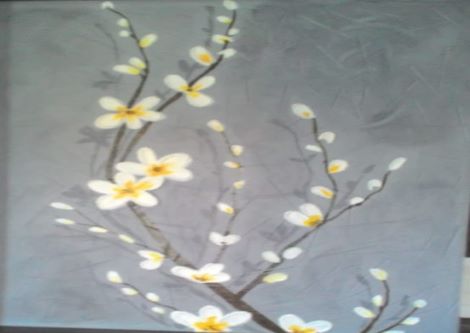 ColourDrive-Colourdrive Floral Design Jasmine wall freeHandArt design painting for Study Room