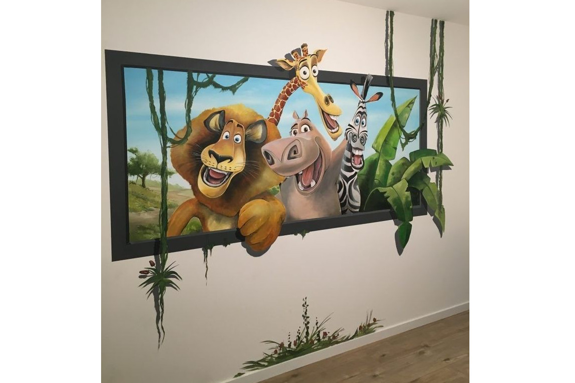 ColourDrive-ColourDrive Nature Design Madagascar wall freeHandArt design painting for Kids Room,Kids Play School,Kids Play Area