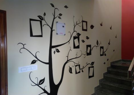 ColourDrive-Colourdrive Tree Design Family Tree wall freeHandArt design painting for Bedroom