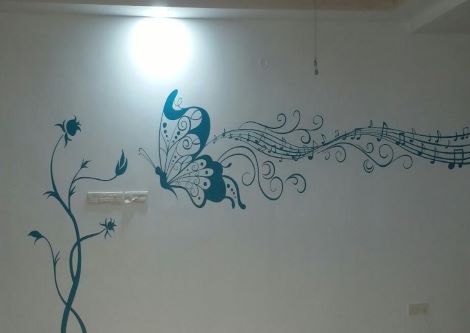 ColourDrive-Colourdrive Nature Design Butterfly wall freeHandArt design painting for Study Room