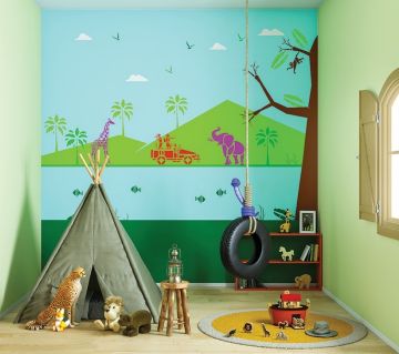 ColourDrive-Asian Paints Glow Themes - Day View Wild Encounters - Day View wall kidsRoomDecor design painting for Kids Room,Kids Play School