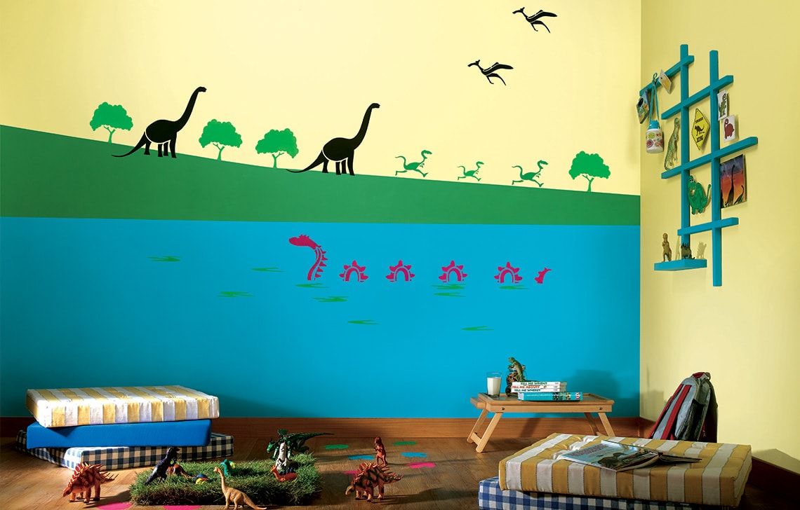 ColourDrive-Asian Paints Glow Themes - Day View Jurasica - Day View wall kidsRoomDecor design painting for Study Room,Kids Room