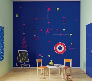 ColourDrive-Asian Paints Glow Themes - Day View Zeroes and Ones - Day View wall kidsRoomDecor design painting for Kids Room,Master Bedroom