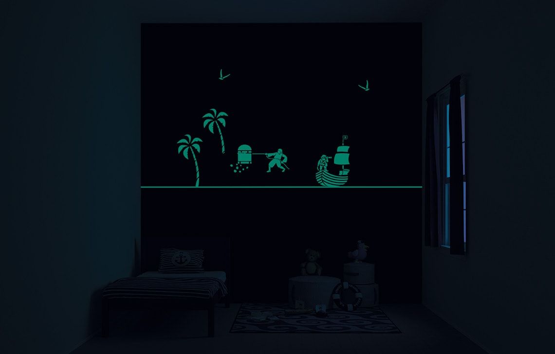ColourDrive-Asian Paints Glow Themes - Night View Treasure Seekers - Night View wall kidsRoomDecor design painting for Bedroom,Kids Room