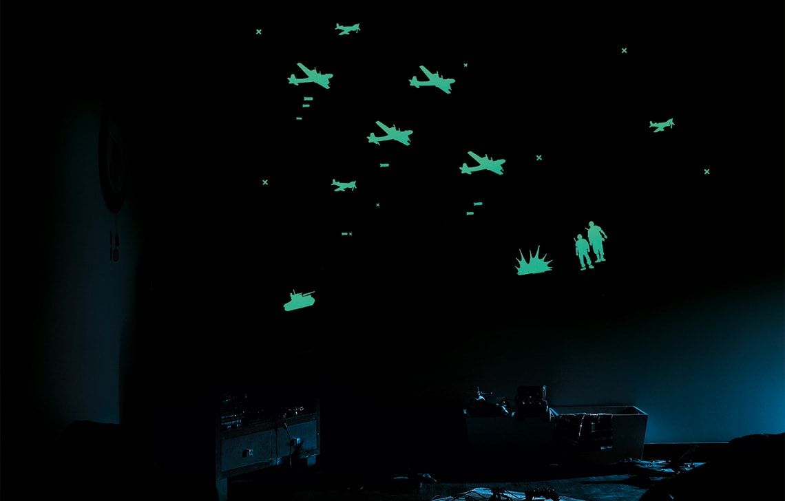 ColourDrive-Asian Paints Glow Themes - Night View Battle in the  Sky - Night View wall kidsRoomDecor design painting for Kids Room,Master Bedroom