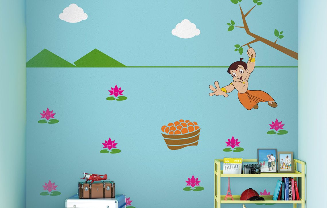 ColourDrive-Asian Chhota Bheem Glow Themes - Day View Quest for Laddoos - Day View wall kidsRoomDecor design painting for Study Room,Kids Room