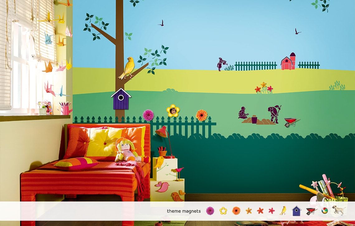 ColourDrive- Magneeto Themes - Magnet View Back Yard Story - Magnet View wall kidsRoomDecor design painting for Kids Room,Kids Play Area