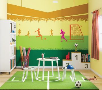 ColourDrive-Asian Paints Glow Themes - Day View Flying Kick - Day View wall kidsRoomDecor design painting for Kids Room,Kids Play Area