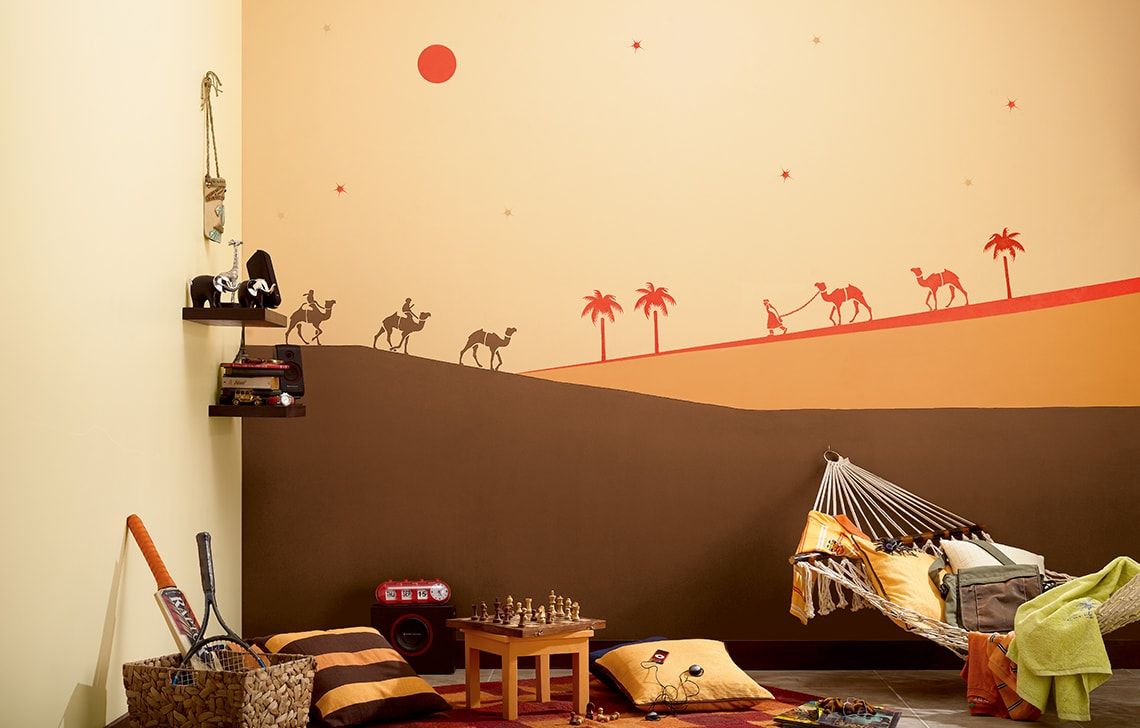 ColourDrive-Asian Paints Glow Themes - Day View Desert Safari wall kidsRoomDecor design painting for Kids Room,Kids Play Area
