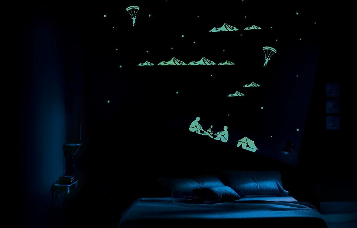 ColourDrive-Asian Paints Glow Themes - Night View Rock Climber - Night View wall kidsRoomDecor design painting for Kids Room,Master Bedroom