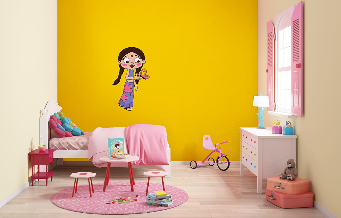 ColourDrive-Asian Chhota Bheem - Stencils Chulbuli Chutki wall kidsRoomDecor design painting for Study Room,Kids Room