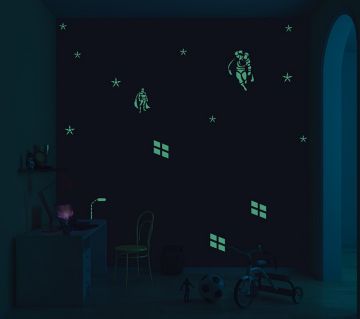 ColourDrive-Asian Paints Glow Themes - Night View Mighty Heros - Night View wall kidsRoomDecor design painting for Bedroom,Kids Room