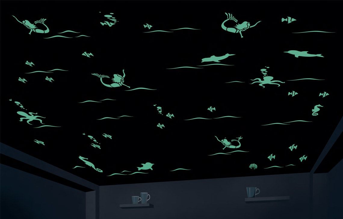 ColourDrive-Asian Paints Ceiling Themes - Night View Magic Mermaid - Night View wall kidsRoomDecor design painting for Bedroom,Kids Room