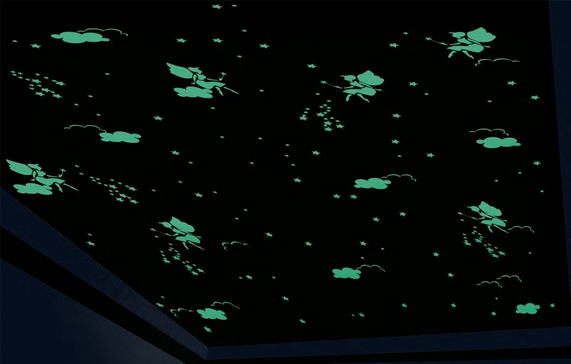 ColourDrive-Asian Paints Ceiling Themes - Night View Fairy Dust - Night View wall kidsRoomDecor design painting for Kids Room,Kids Play Area