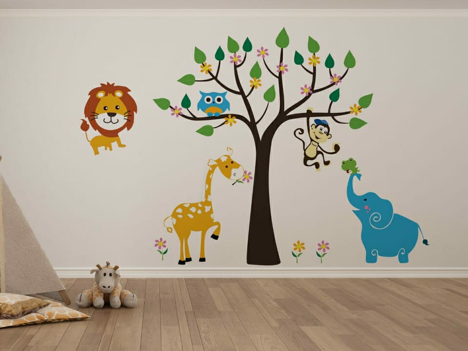 ColourDrive-Acrylic Paint Play School Wall Painting Funny Tree Design wall kidsRoomDecor design painting for Living Room,Kids Room