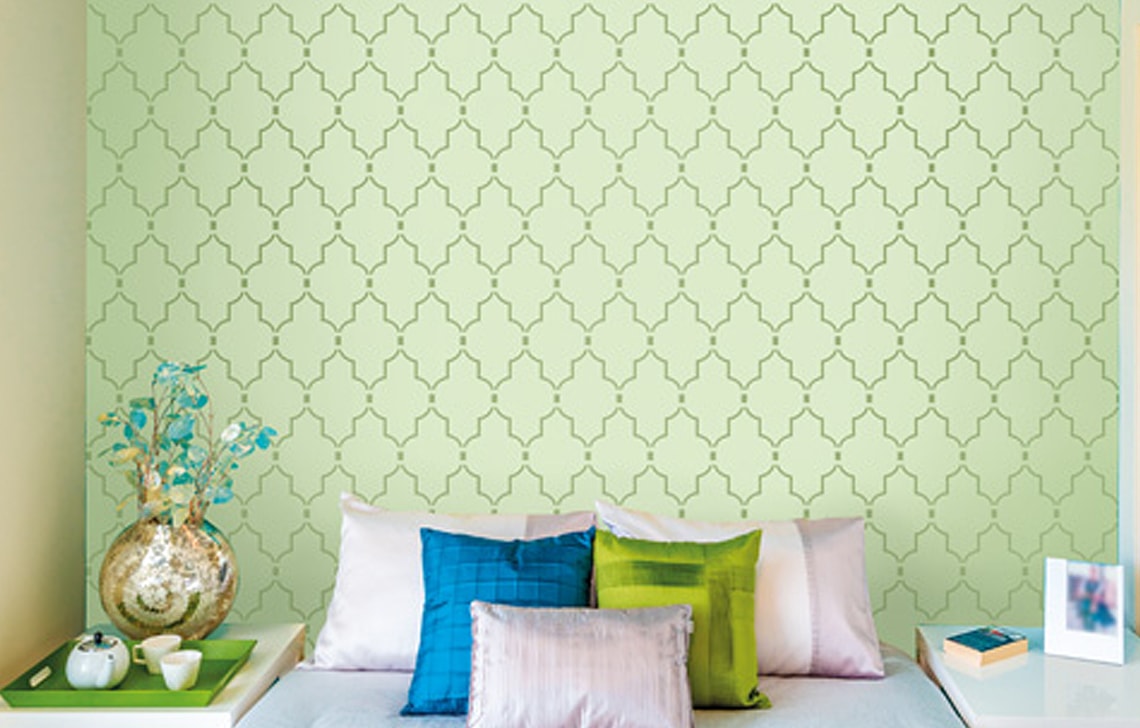 ColourDrive-Royale Luxury Emulsion All Over Stencils Minarets wall stencil design painting for Bedroom