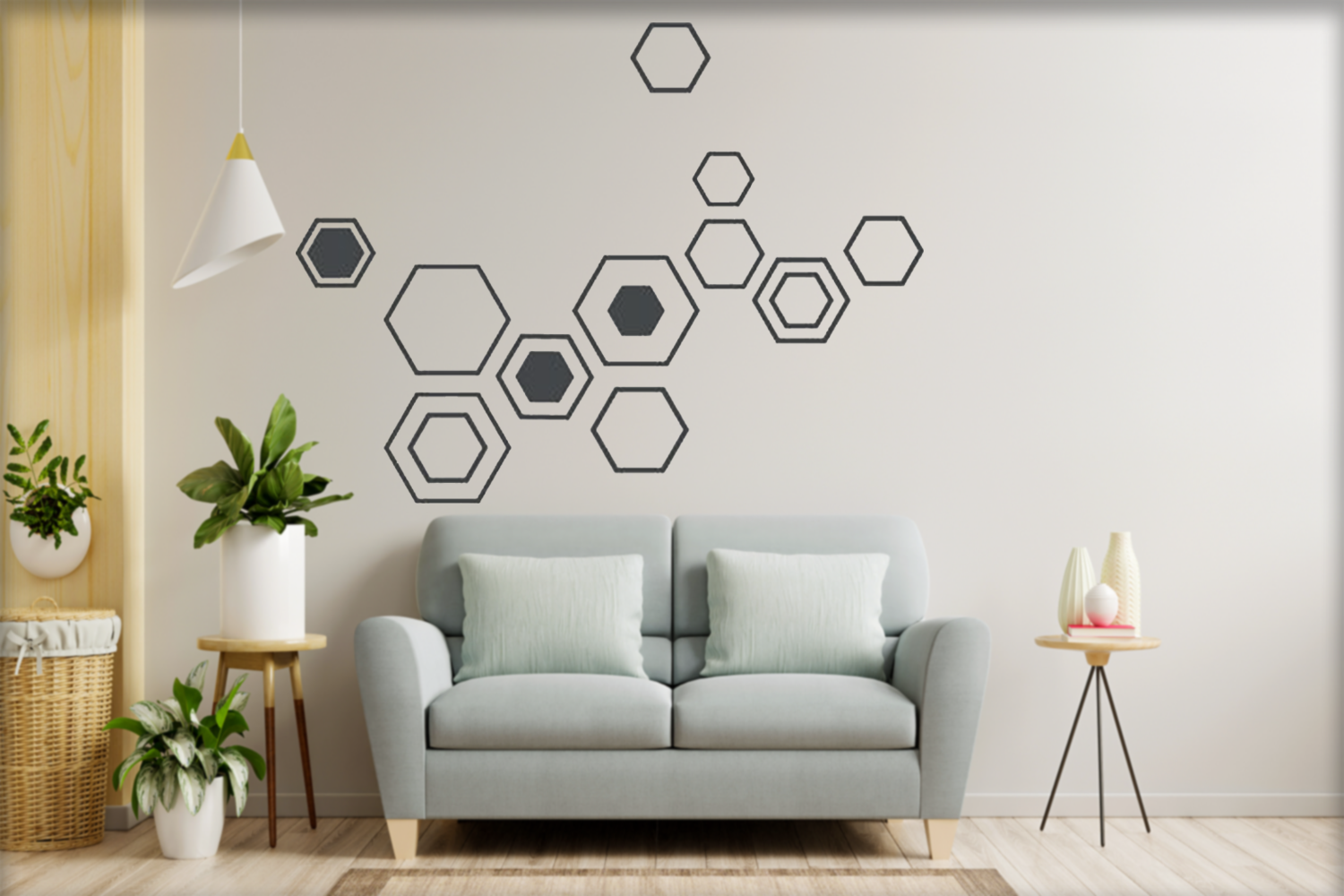 ColourDrive-Royale Luxury Emulsion Geometric Stencil Hexagon  wall stencil design painting for Study Room,Guest Room